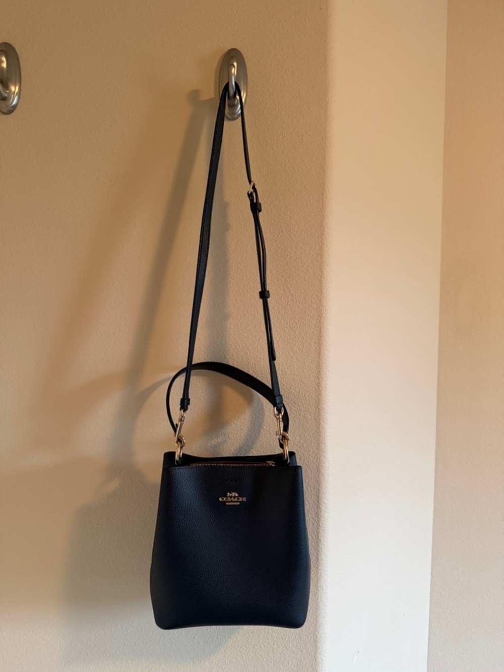 Coach Black Leather Crossbody Bucket Bag - Small Town Bucket - Like New!